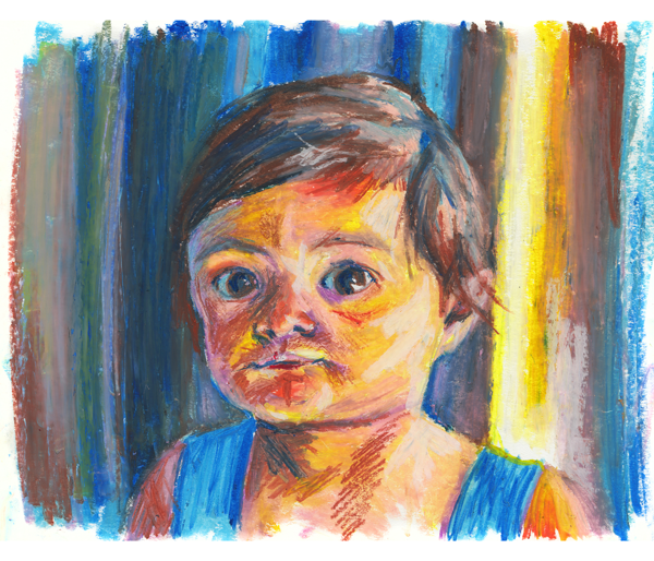 Pastel portrait of a young girl