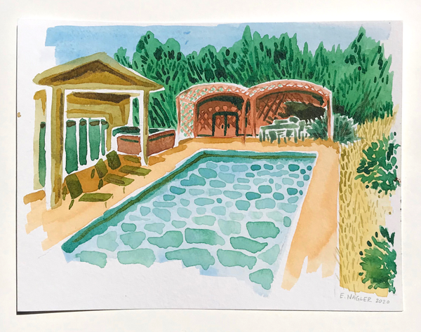 Watercolor painting of Healdsburg, California